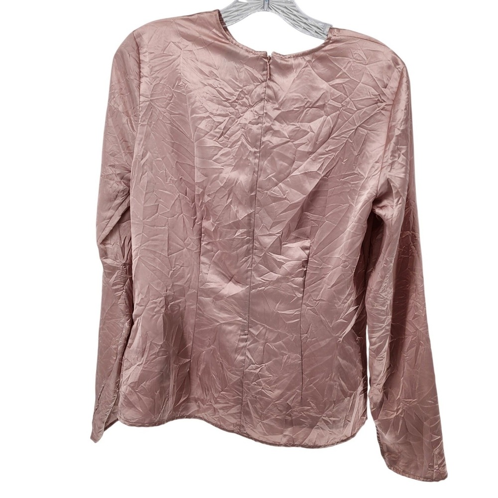 Calvin Klein Women Dusty Rose Wrinkled Texture Long Sleeve Blouse M 44D910G NWT